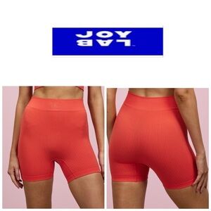 JoyLab Women's Vibrant Coral Ribbed Bike Shorts S